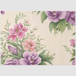 Lavendel en Roos Country Garden bloemenprint Tissuepapier