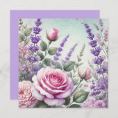 Lavendel en Roos Garden Briefkaart (Voorkant / Achterkant)