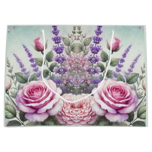 Lavendel en Roos Garden Gift Bag Groot Cadeauzakje (Voorkant)
