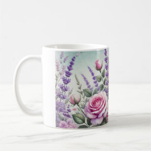 Lavendel en roos tuin mok
