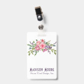 Lavendel en roze bloemboeket badge (Voorkant met clip)