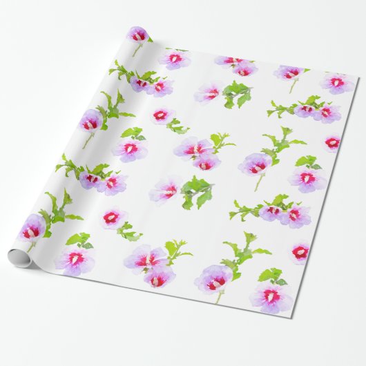 Lavendel en roze bloemen cadeaupapier (Uitgerold)