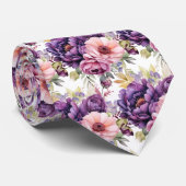 Lavendel en Roze Bloemen Stropdas (Opgerold)