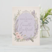 Lavendel- en roze bloemen uitnodigingen (Staand voorkant)