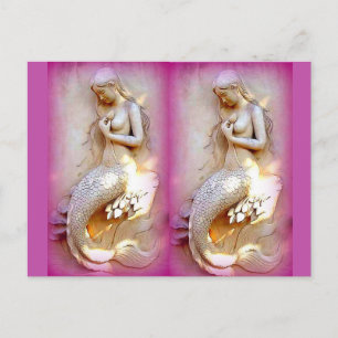 lavendel en roze briefkaart met tweelingmermaiden