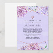 Lavendel en roze gouden bloemige trouwgasten aankondiging (Voorkant / Achterkant)