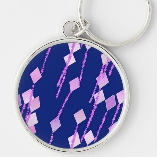 lavendel en roze kites tegen donkerblauw sleutelhanger (Voorkant)