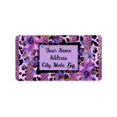 Lavendel en roze luipaard print sassy design etiket (Voorkant)