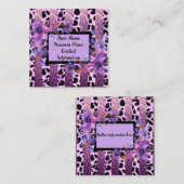 Lavendel en roze luipaard print sassy design vierkante visitekaartje (Voorkant / Achterkant)