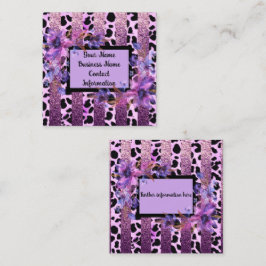 Lavendel en roze luipaard print sassy design vierkante visitekaartje