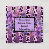 Lavendel en roze luipaard print sassy design vierkante visitekaartje (Voorkant)