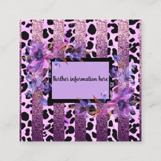 Lavendel en roze luipaard print sassy design vierkante visitekaartje (Achterkant)
