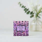 Lavendel en roze luipaard print sassy design vierkante visitekaartje (Staand voorkant)