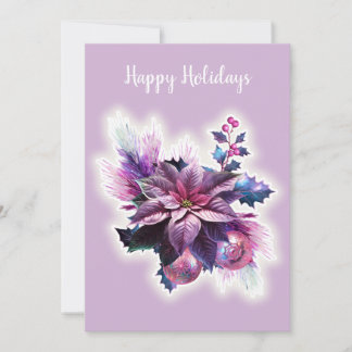 Lavendel en roze poinsettia feestdagenkaart