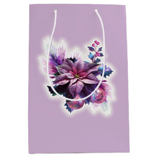 Lavendel en roze poinsettia medium cadeauzakje