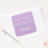 Lavendel en roze Polka Dot Bookplate Vierkante Sticker (Envelop)