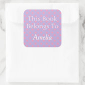 Lavendel en roze Polka Dot Bookplate Vierkante Sticker (Tas)
