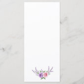Lavendel en Roze Roos Bloemkaart Trouwmenu Menu (Achterkant)
