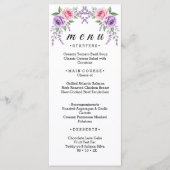 Lavendel en Roze Roos Bloemkaart Trouwmenu Menu (Voorkant)