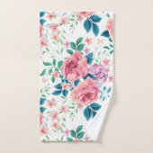 Lavendel en roze rozen naadloos patroon bad handdoek (Handdoek)