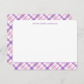 Lavendel en roze ruitpatroon briefkaarten (Voorkant / Achterkant)