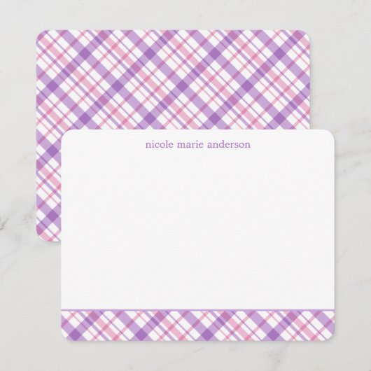 Lavendel en roze ruitpatroon notitiekaarten notitiekaartje (Voorkant / Achterkant)