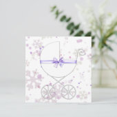 Lavendel en roze sneeuwvlok Baby shower Kaart (Staand voorkant)