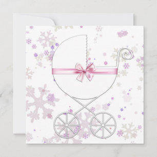 Lavendel- en Roze Sneeuwvlok Baby Shower Kaart