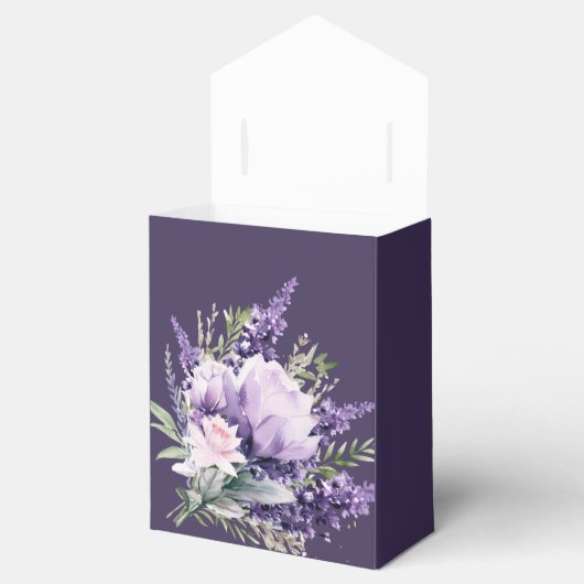Lavendel en Roze Waterverf Bloemen Bruiloft Bedankdoosjes (Geopend)