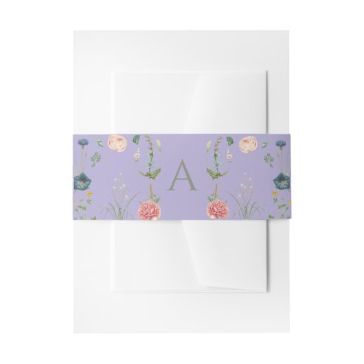 Lavendel en Sage Groene Monogram Tuin Bruiloft Uitnodigingen Wikkel (Voorkant Voorbeeld)