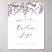 Lavendel en Sering Bloemen Aangepaste Tekst Bord Poster (Voorkant)
