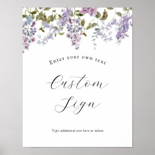 Lavendel en Sering Bloemen Aangepaste Tekst Bord Poster