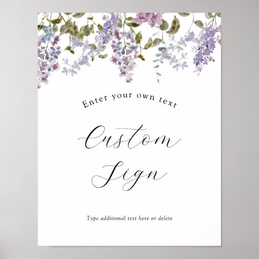 Lavendel en Sering Bloemen Aangepaste Tekst Bord Poster (Voorkant)