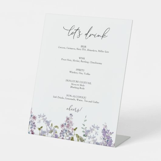 Lavendel en Sering Drinkbar Bord Reclamebord Met Voetstuk (Voorkant)