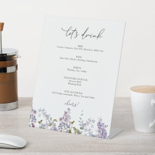 Lavendel en Sering Drinkbar Bord Reclamebord Met Voetstuk (Insitu)