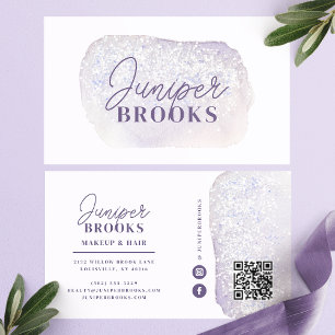 Lavendel en Sering Glitter Social Media QR Code Visitekaartje