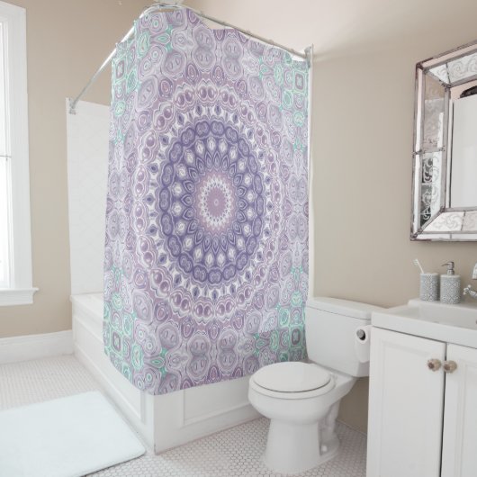 Lavendel en Sering Mandala Patroon Douchegordijn (In situ)