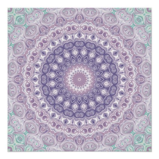 Lavendel en Sering Mandala Patroon Perfect Poster (Voorkant)