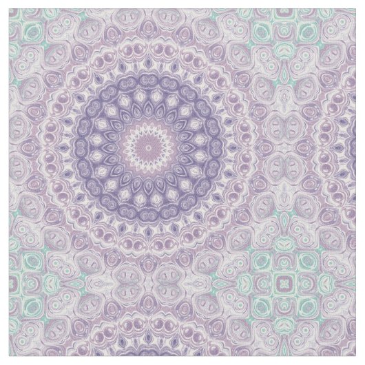 Lavendel en Sering Mandala Patroon Stof (Close Up)