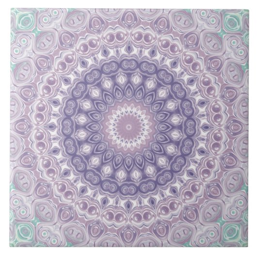 Lavendel en Sering Mandala Patroon Tegeltje (Voorkant)