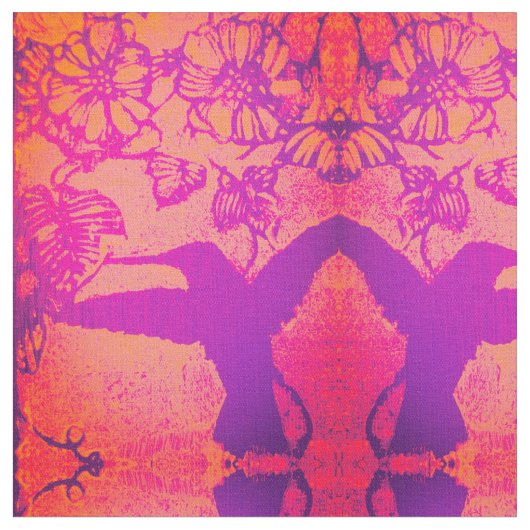 Lavendel en Sinaasappel Kolibries Stof (Close Up)