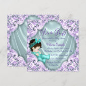 Lavendel en Teal Baby Shower Kaart (Voorkant / Achterkant)