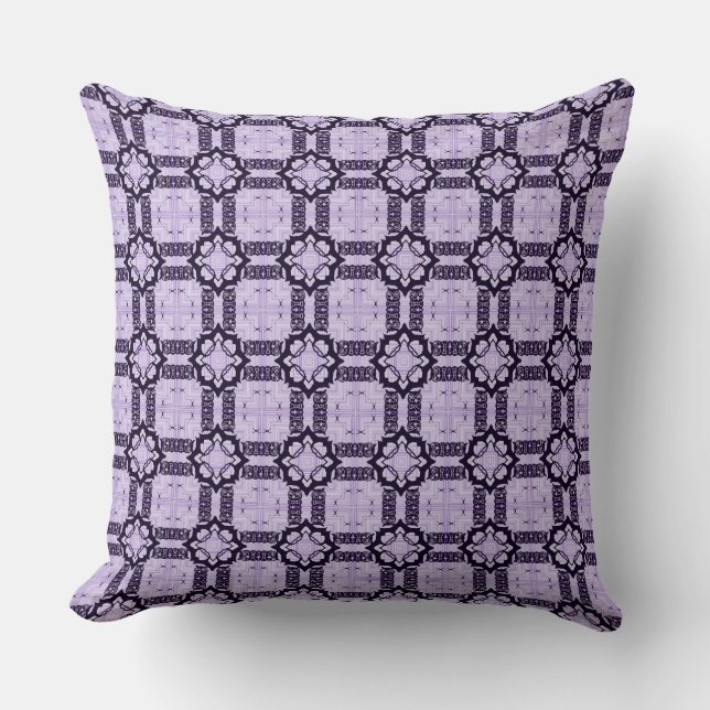 Lavendel en Violet Geometrisch Patroon Kussen (Voorkant)