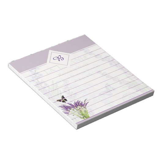Lavendel en vlinder notitieblok (Schuin)