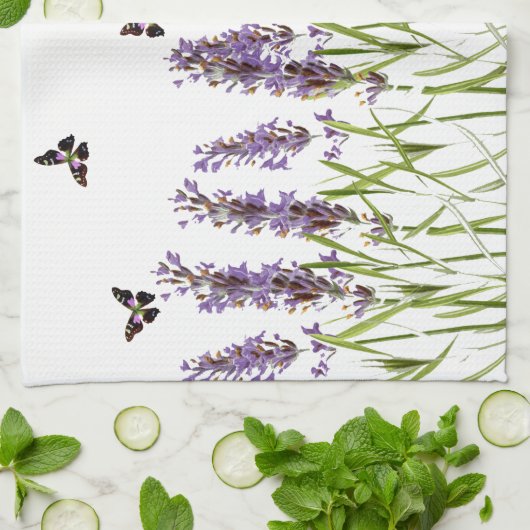 lavendel en vlinder theedoek (Gevouwen)