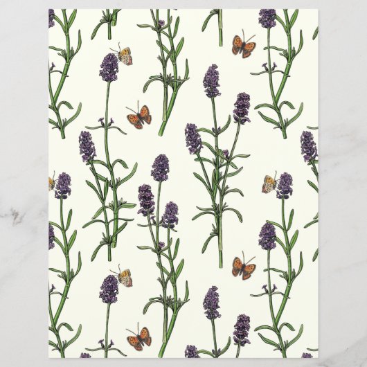 Lavendel en vlinders op gebroken wit (Achterkant)