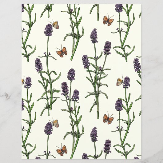 Lavendel en vlinders op gebroken wit (Voorkant)