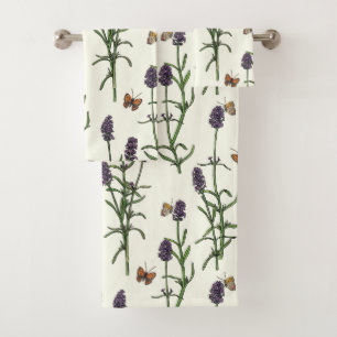 Lavendel en vlinders op gebroken wit bad handdoek