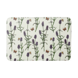 Lavendel en vlinders op gebroken wit badmat