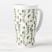 Lavendel en vlinders op gebroken wit latte mok (Rechterhoek)